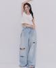 Tetemochi Sheer Light Blue Wide Denim