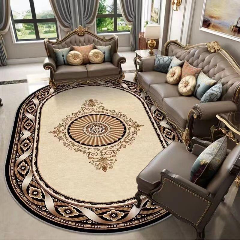 1pc Vintage Persian Pattern Oval Mat, Luxurious Soft Oval Mat, European Retro Style Suitable for Living Room, Bedroom, Dining Area, Hallway