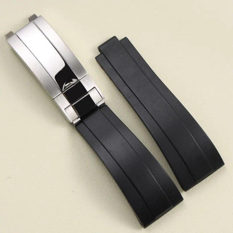 21 20mm Black Blue Brown Blue Rubber Watchband For Rolex Submariner DMT Daytona Strap Tape Delpoyment Clasp With Crown Logo