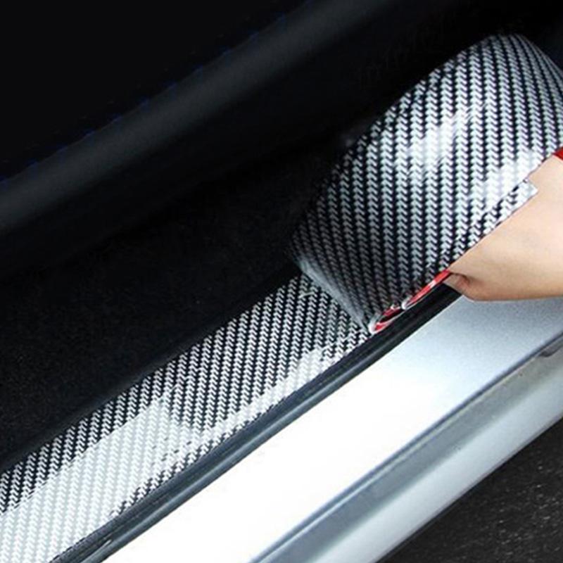 1M Carbon Fiber Rubber Moulding Strip Soft Black Trim Bumper Strip DIY Door Sill Protector Edge Guard Car Stickers Car
