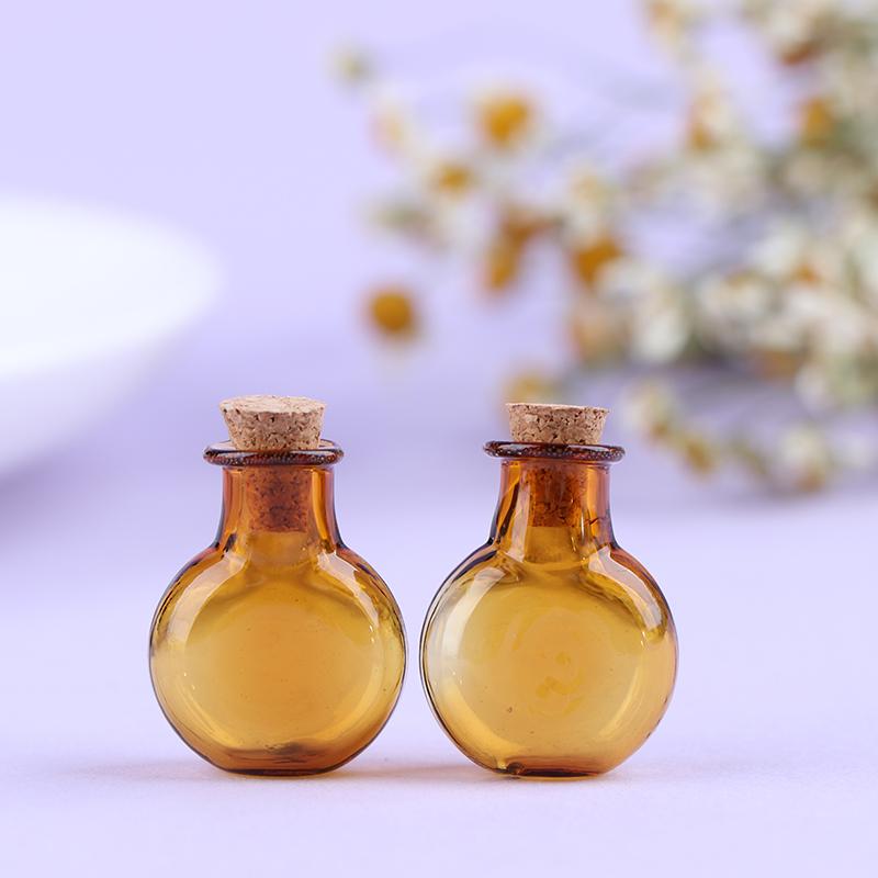 2Pcs Mini Glass Bottles Wishing Bottle With Corks Tiny Jars Vials Storage Bottle