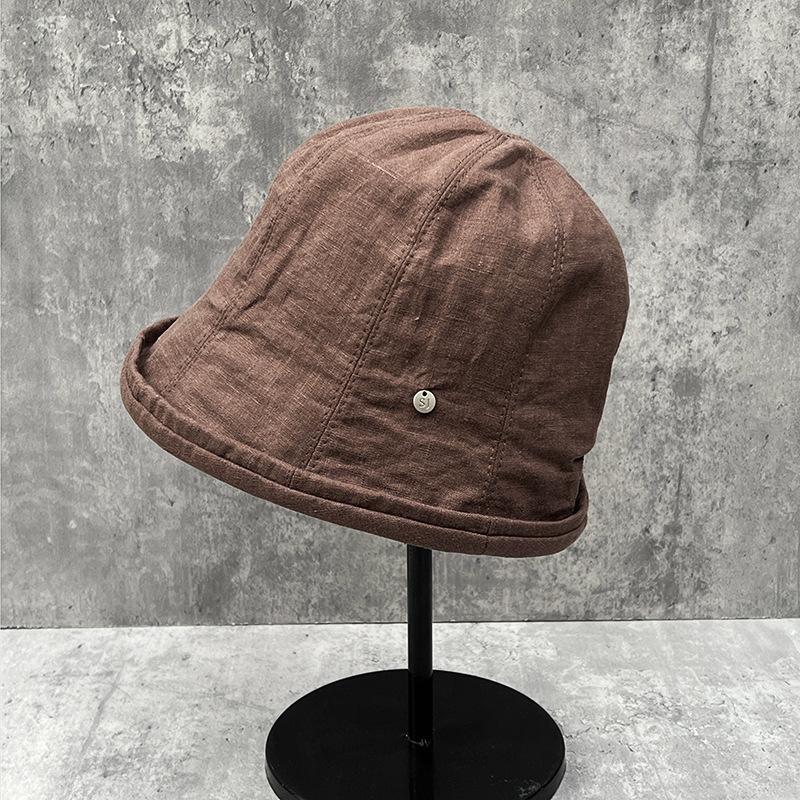 Bilateral Slack Linen Small Edge Bucket Hat Spring And Summer Face Small Retro Sunshade Basin Hat Versatile Bucket Hat