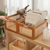Caja de Almacenamiento Retro de Madera Maciza Cesta de Ratán de Escritorio Libros Aperitivos Fruta Cosméticos Cajas Organizadoras Hogar Baño Cocina Cesta