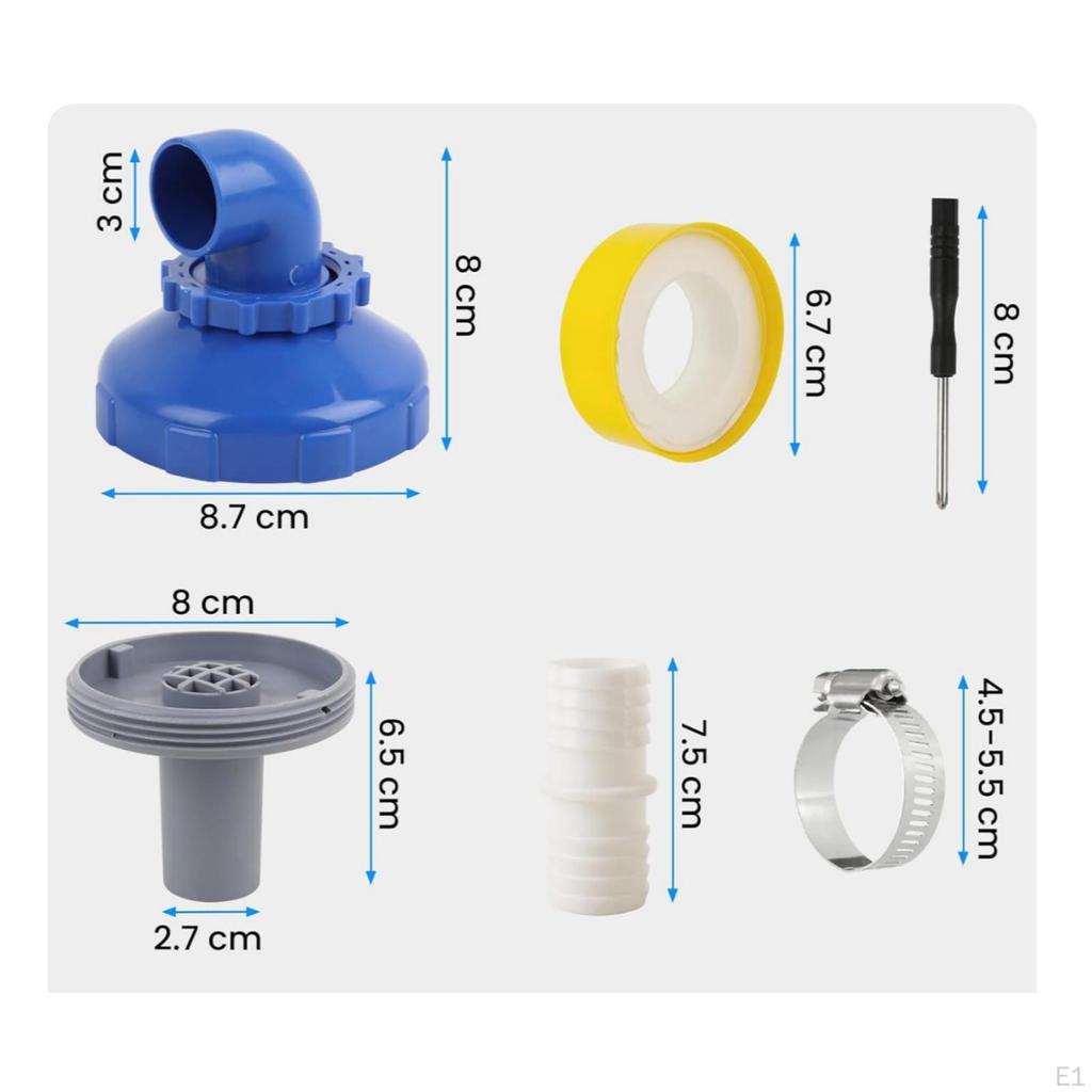 Swimming Pool Inlet Nozzle Kit 360Degree Rotation Rotatable Elbow Hose Clamps