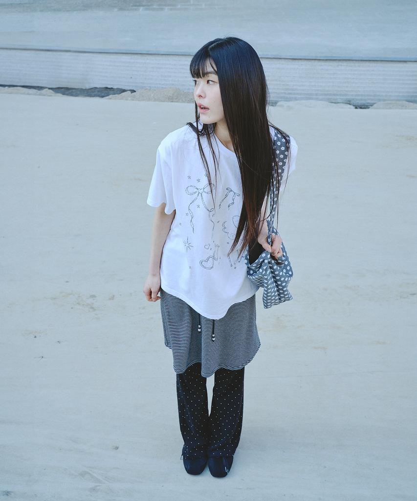 Mihebeu Lovely Charm Oversized Short Sleeve T-Shirt White