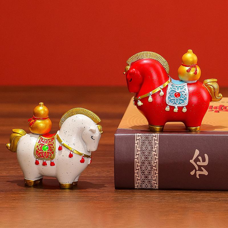 1 pièce Sac Chanceux Cheval du Zodiaque Lingot Ornements Rotatifs Décoration de Maison Décoration du Nouvel An Lunaire Chinois Décor de Bureau