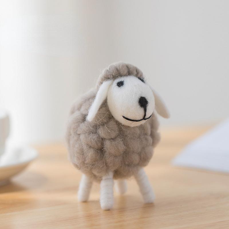Mini Felt Sheep Figurines Miniatures Wool Felt Lamb Cute Toys Desktop Decor Home Furnishings Cute Table Ornament