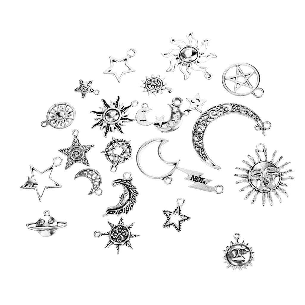 Pack Sun Moon Star Charm hängsmycke för DIY halsband armband smycken gör