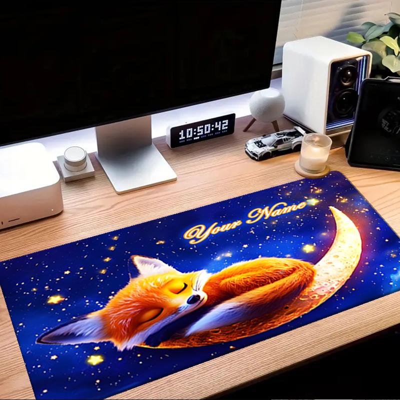 1PC Custom Name "Fox Dreams Stars" Mouse Pad, Keyboard and Mouse Desk Pad, for Computer Notebook  Birthday Gift For Any Room Or Office