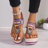 Women's Shoes Flip Flops Women's Sandals Outdoor Casual Sandals Women Mixed Colors Elastic Band Platform Wedges Shoes Women