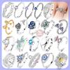 Original Rings 925 Silver Simple Sparkling Heart Bow Dragon Firefly Star Moon Ring for Women Girls Wedding Jewelry Gift