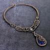 Natural Sapphire Natural Copper Wire Wrap Jewelry Necklace 18" I3C25