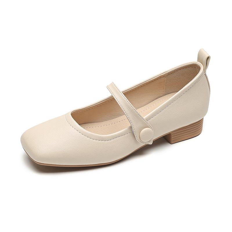 Mary Jane shoes women's summer skirt retro soft leather thick heel single shoes large size women's shoes
