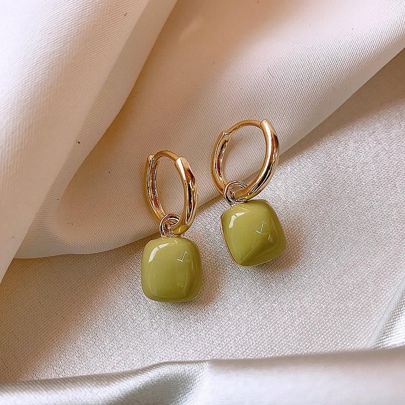 New Simple Design Wine Red Love Heart Dangle Earrings for Women Gold Circle Vintage Peach Drop Earring Can Be Separated