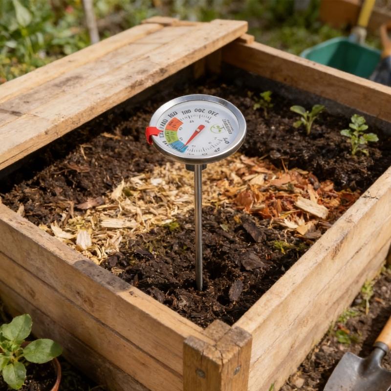 Metal Temperature Device 400Mm Rod Length 6.3Cm Face Farming Temperature Measurement Tool for Accurate Soil Observation
