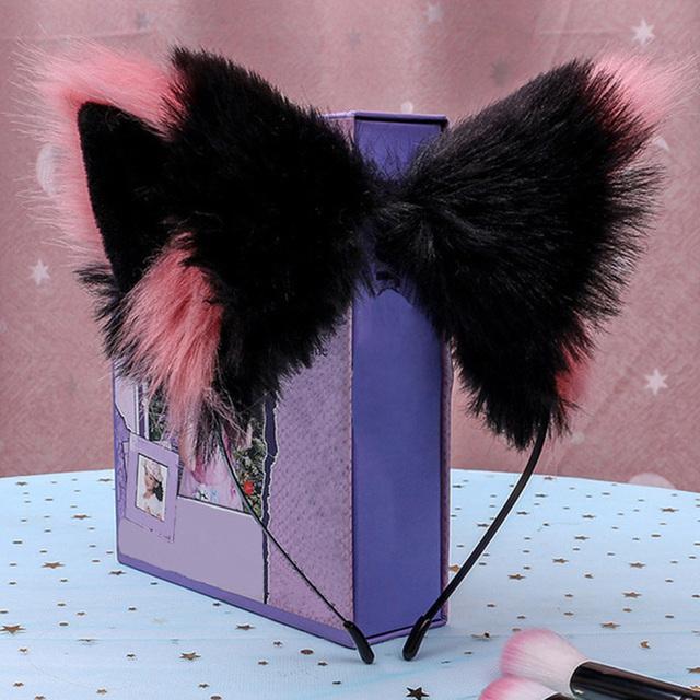 Kürk Hayvan Kedi Tilki Kulaklı Saç Halka Takımı Parti Cosplay Kürk Saç Bandı Kızlar Moda Cadılar Bayramı Anime Saç Bantları Saç Aksesuarları