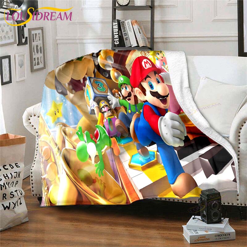 Mario Bros Blanket High Quality Flannel Warm Soft Plush On The Sofa Bed Blanket Suitable for Air Conditioning Blanket