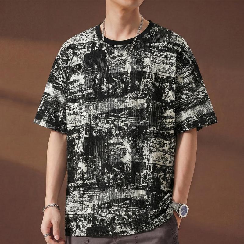 Camiseta Estampada Abstracta para Hombre Tallas Grandes, Camiseta de Manga Corta Streetwear (5XL-13XL)