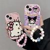 Kuromi Hello Kitty Pearl Chain Case For OPPO Reno 15F 15 Pro 14F 13F 12F 11F 14 13 12 Pro A6X A6 A5 Pro A60 5G  Pochacco Casing