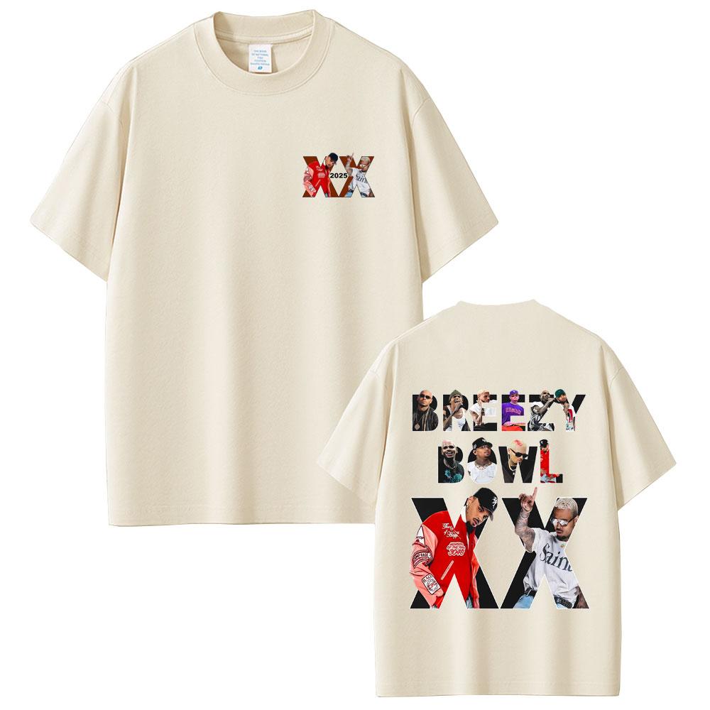 Rapper Chris Brown Breezy Bowl XX Tour 2025 T Shirts Unisex Women Clothing Hip Hop Pop Music Tshirt Casual Cotton Vintage Tshirts