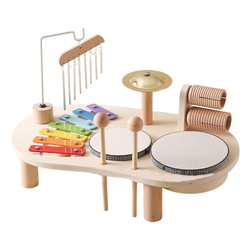 Baby Wooden Musical Instruments Toys Table Wooden Musical Instruments Orff Percussion Wood Toy for Boys and Girls