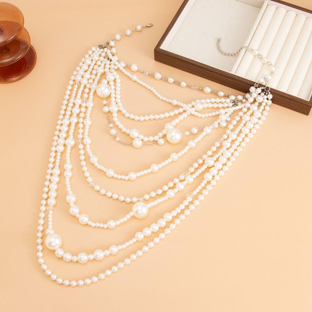 Baroque Multilayer Pearl Necklace Bohemian Style Bridal Jewelry Party Accessories