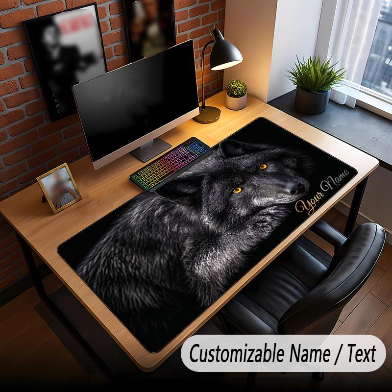 Tapis de Souris Personnalisé Thème Loup Personnalisé Avec Nom Texte Tapis de Bureau Personnalisé Pour Bureau Décoration Intérieure