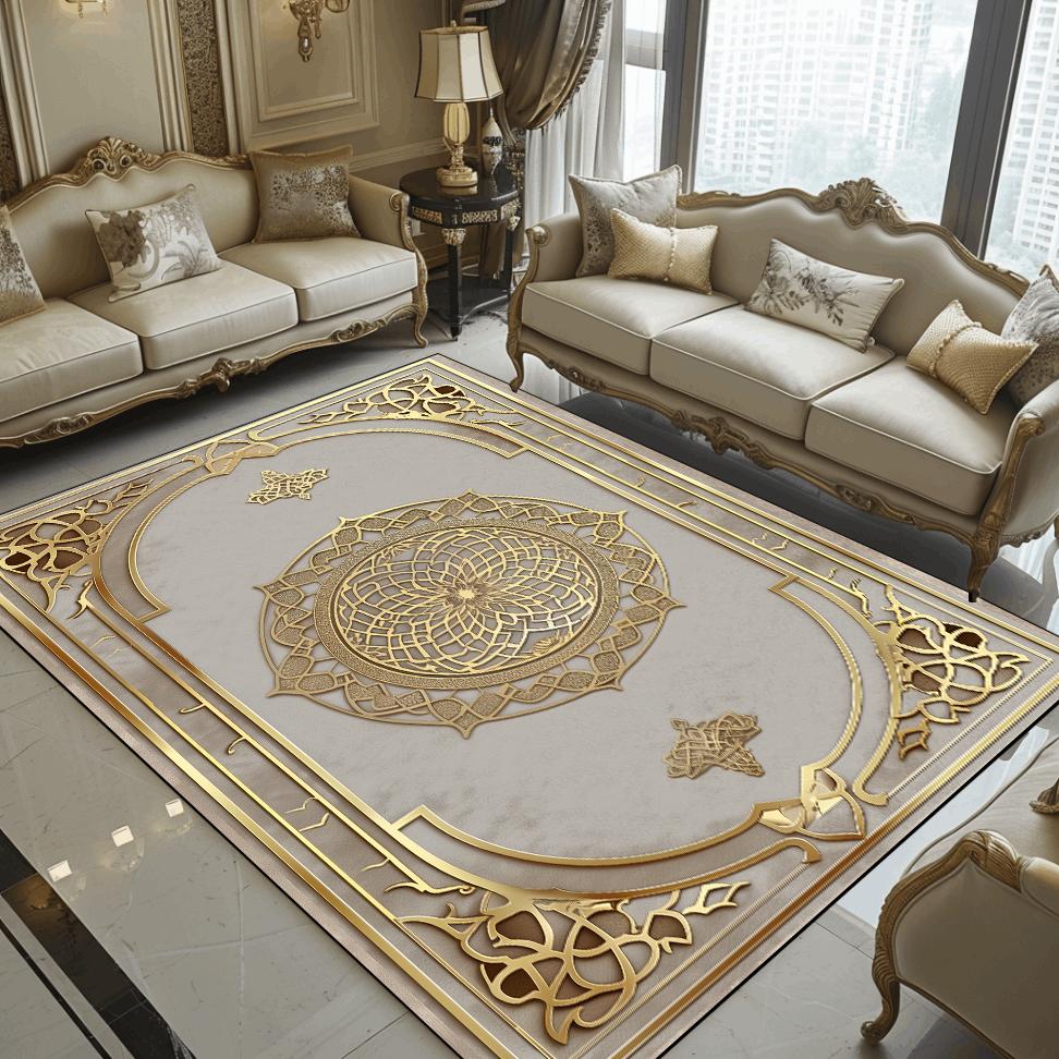 Teppich im europäischen Stil für große Flächen für Wohnzimmer Luxusdekoration Zuhause Sofa Bereich Teppich 200x400 cm Schlafzimmer Weiche Bodenmatte Rutschfest