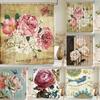 1 Pcs Retro Big Flowers Pattern Polyester Shower Curtain Partition Floral Bathroom Curtain with Hooks Home Decorative Curtain
