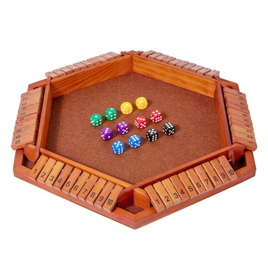 Shut The Box Board Game 6-Way Educational Math Number Dice Strategy Game 6 Players Kids Adults Family Night Party Interactive Wooden Close The Box Toy