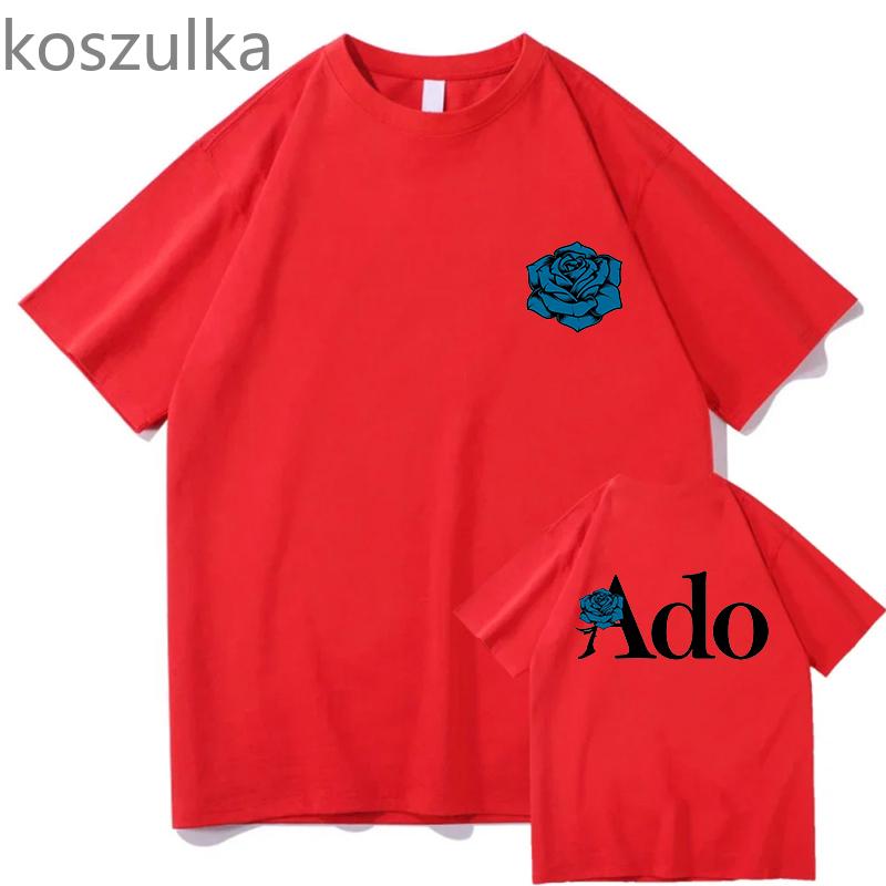 Ado Blue Rose T-shirts Wish World Tour Merch Tee Women Unisex Fashion Casual Harajuku Short Sleeve Kpop Goth Vintage Pure Clothes