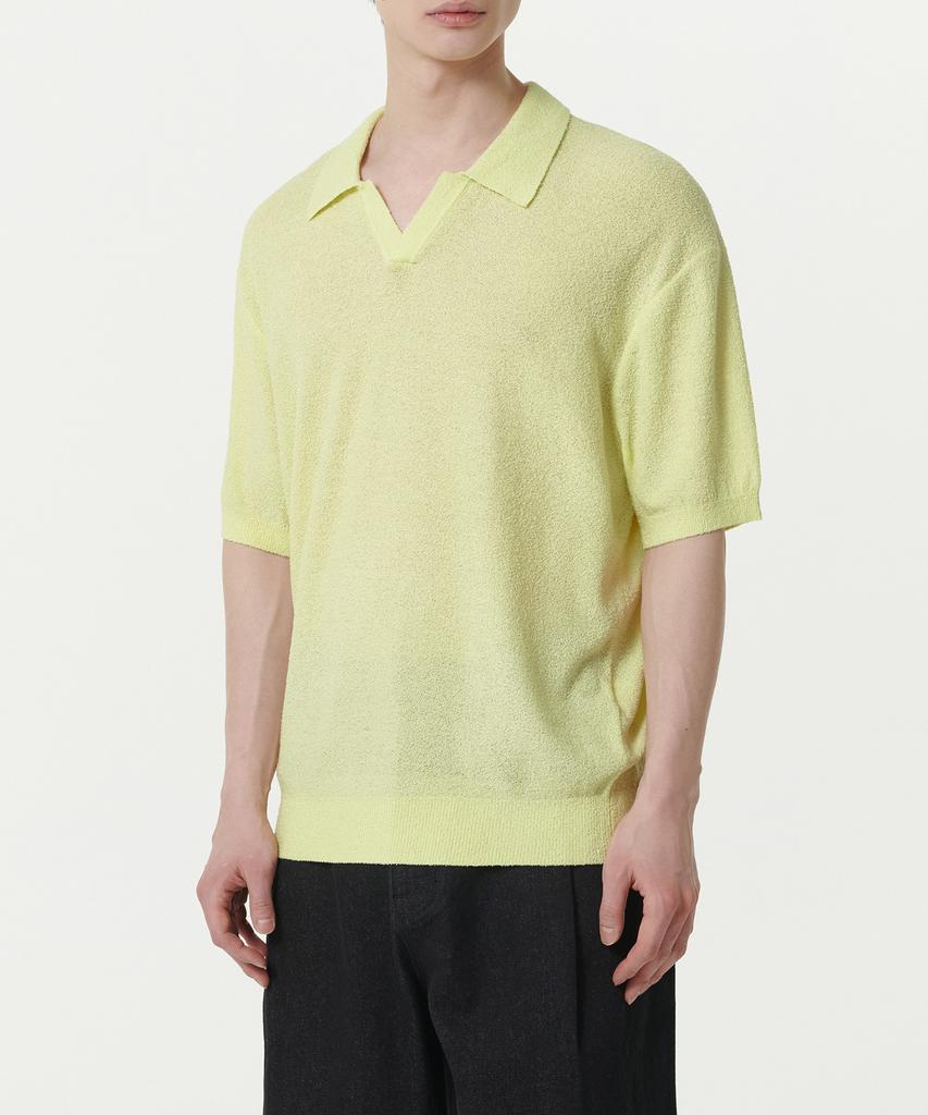 Musinsa Standard Boucle Slit Neck Knitted Polo Shirt [Lemon]