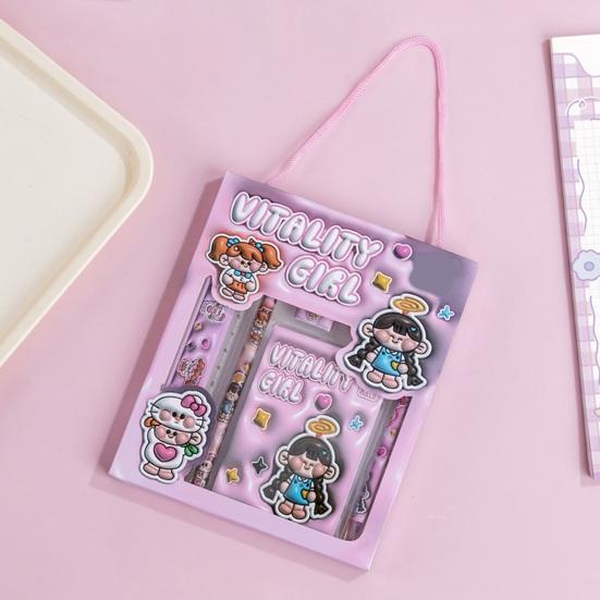 6Pcs School Supply Gift Set with Cartoon Box Elementary Student Stationery Kit for Back To School Kid Learning Essentials Birthday Holiday Present