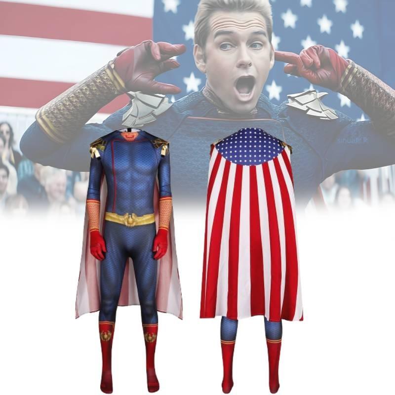 Blaues Homelander Cosplay Kostüm für The Boys mit bequemem Stoffdesign