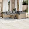 Vidaxl 10-Cz. Garden Furniture Set With Cushions, Beige, Poly Rattan