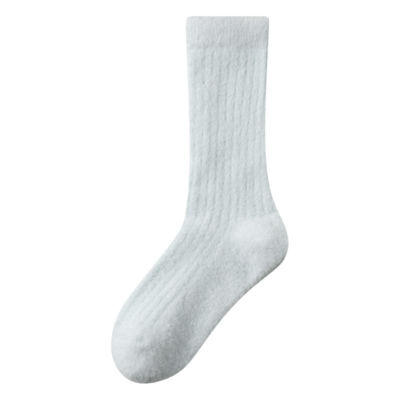 Socks Solid Color Stacking Socks, Seasonal Australian Velvet Warm Home Sleeping Socks, No Hair Loss, Piled Thickened Medium Tube Socks