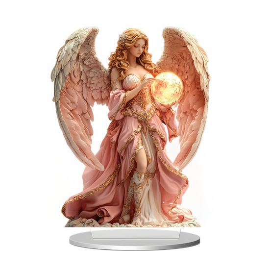 Prayer Angel Table Sign 2D Flat Acrylic Angel Desktop Ornament for Tabletop Shelf Entryway Christmas Home Garden Patio Decor