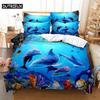 3D Digital Printing Fashion Design Dolphins Beding Set, Quen Sized Dimensions Soft with Soft Fabric Duvet Cover Set
