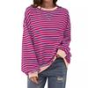 Oversized Sweatshirt for Women Spring  Crew Neck Striped Long Sleeve Shirts Hoodies Preppy Top Y2K Outfits Casual Round Neck Pullover T-Shirt