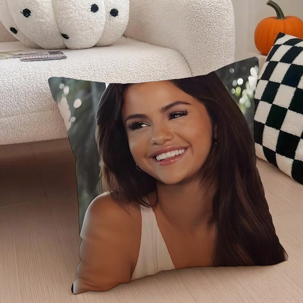 S-Selena Gomez Cushion Cover Linen Pillow Case Soft Breathable Protective Couch Room Decoration