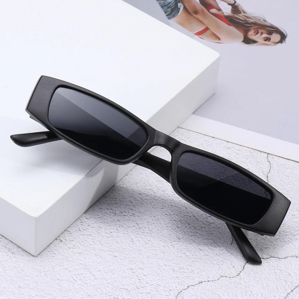 Small Rectangle Sunglasses Women Men Retro Narrow Frame Leopard Vintage Square Sun Glasses Punk Cat Eye