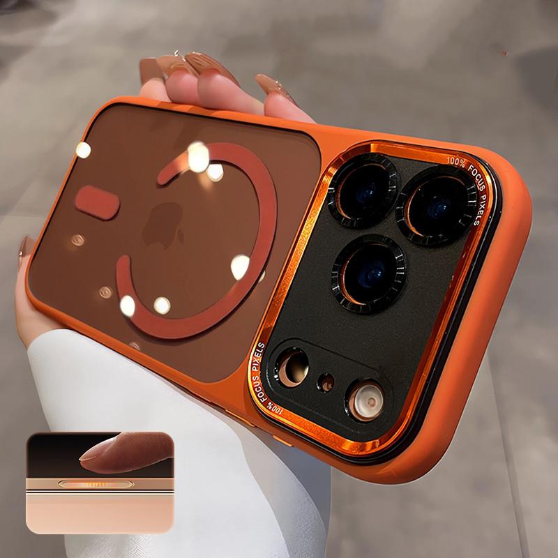 Transparent for Magsafe Phone Case for iPhone 17 Pro Max Air 16 15 14 13 12 11 Plus Compatible Orange 17 Air Hard Acrylic Cover