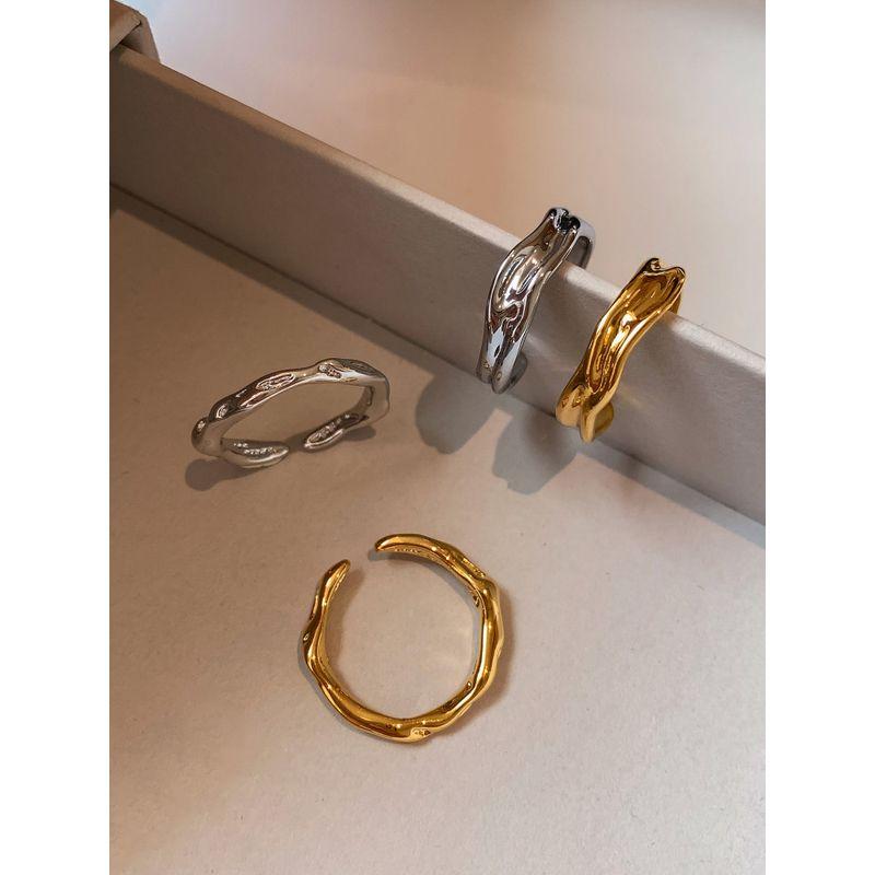 Irregular Liquid Metal Rings for Women, Light Luxury, High-End Feel, Gold and Silver Color, Middle Finger and Index Finger Rings, Niche Design