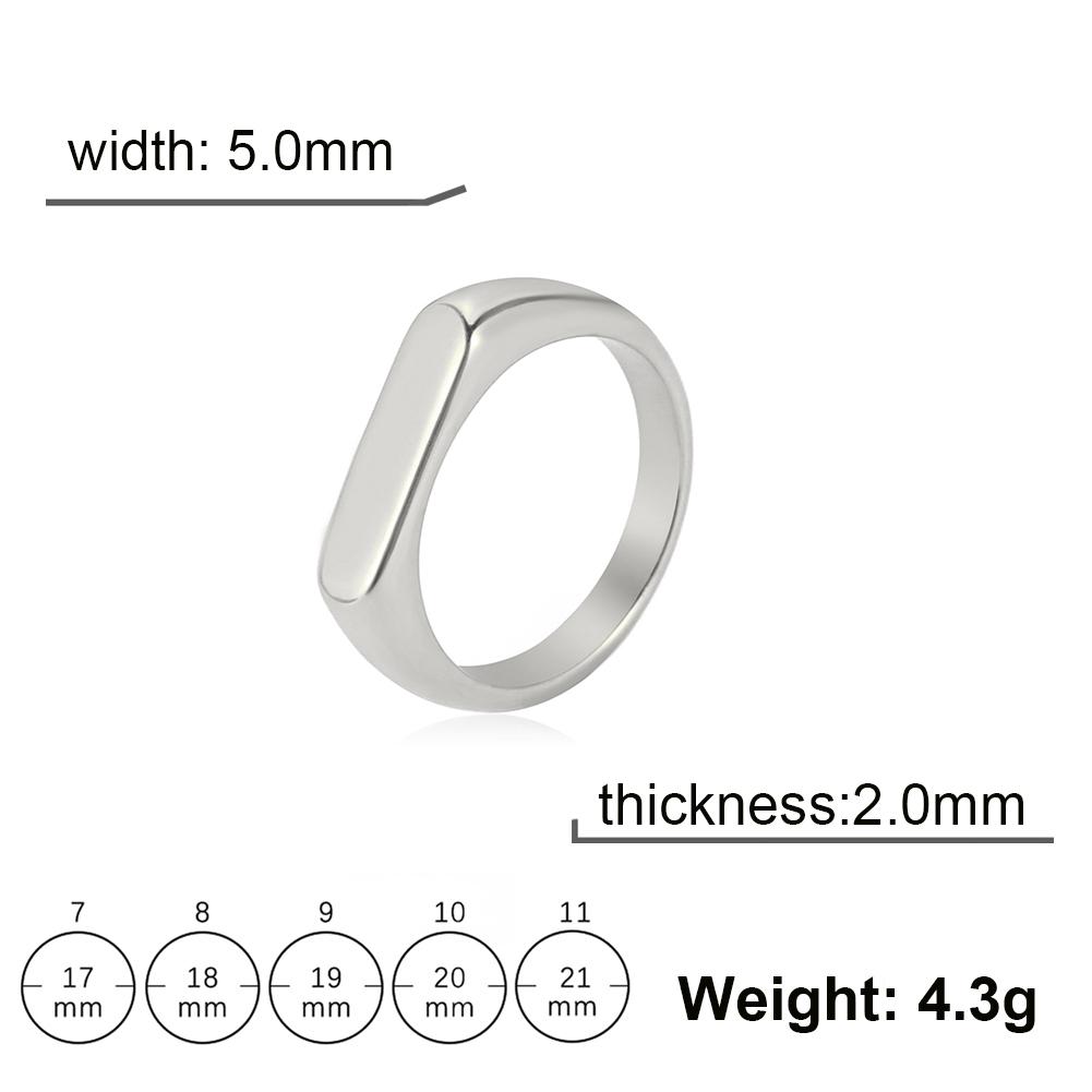 COOLTIME Stainless Steel Signet Rings for Women Men Minimalist Trend 5MM Wide Wedding Couple Ring Jewelry Gift Hot