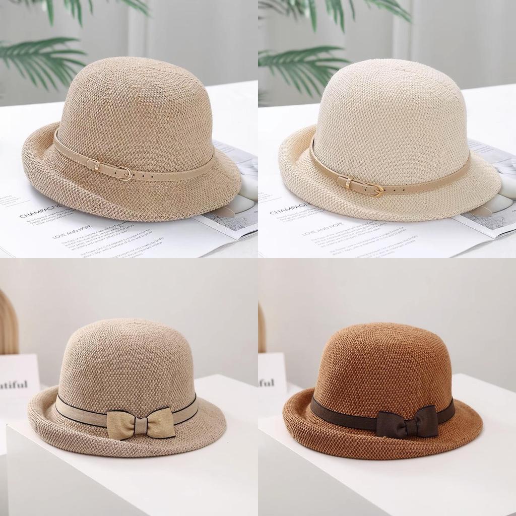 Summer Sun Hat For Women With Short Brim And Bow Knot For Outdoor Sun Protection