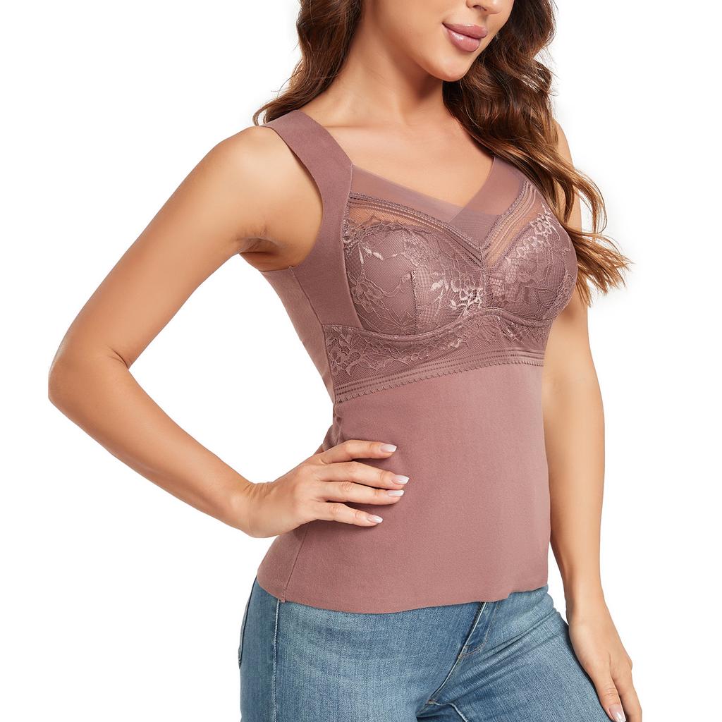 Thermal Vest For Women Underwear Top With Chest Pads Slimming Seamless Winter Warm Vest Thermal Tank Top For Women Push Up Bras Undershirt