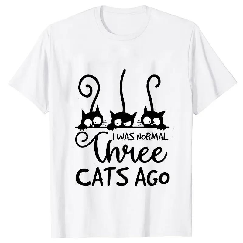 Il y a 3 chats T-shirts imprimés Femme Manches courtes Mode Respirant T-shirt Été Grande taille Femme T-shirts unisexes Vêtements Tops Street Y2k