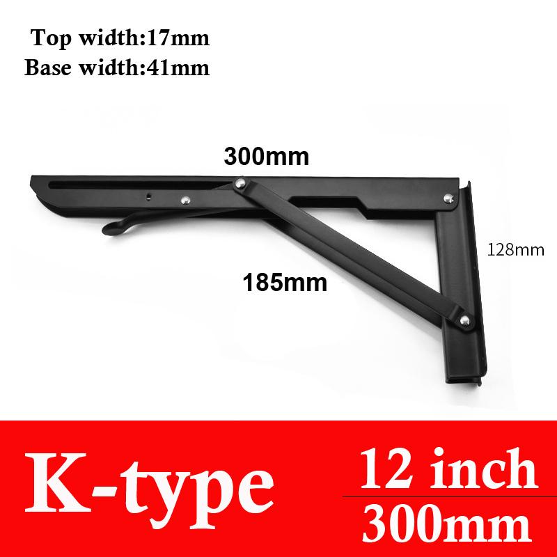 Lot de 2 supports pliants triangulaires noirs 8-20 pouces, réglables, montés au mur, supports d'étagère durables, pour table/banc de maison DIY