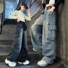 Jean Distressed Vintage pour Enfants avec Poche pour Filles Y2K High Street Pantalon en Denim Adolescents Enfant Jean Cargo Baggy Pantalon