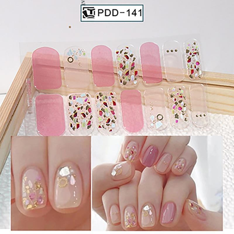 60 Styles DIY Semi Cured Gel Nail Stickers Long-Lasting Solid Color Fresh Flowers In Spring Nail Strips Patch Slider Full Cover Decal